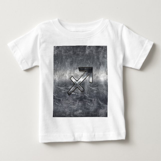 Sagittarius Symbol Grunge Distress Steel Stil Tee (Framsida)