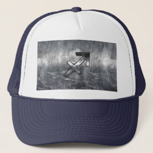 Sagittarius Symbol Grunge Distress Steel Stil Truckerkeps