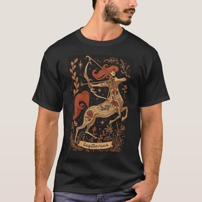 Sagittarius - T-Shirt Celestial Zodiac Art (Framsida)