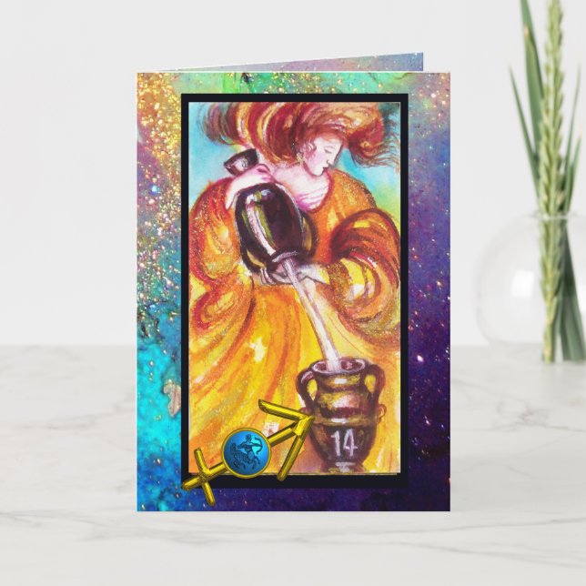 SAGITTARIUS,TEMPERANCE TAROT ZODIAC BIRTHDAY KORT (Framsida)