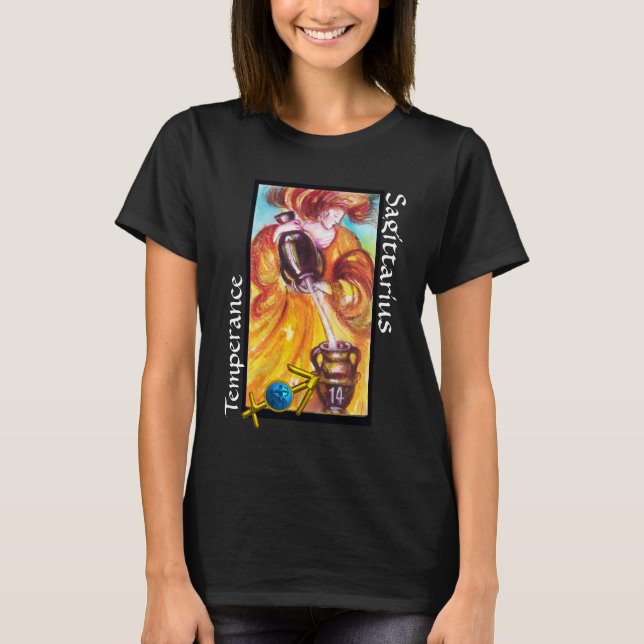 SAGITTARIUS,TEMPERANS TAROT ZODIAC BIRTHDAY-TECKEN T SHIRT (Framsida)