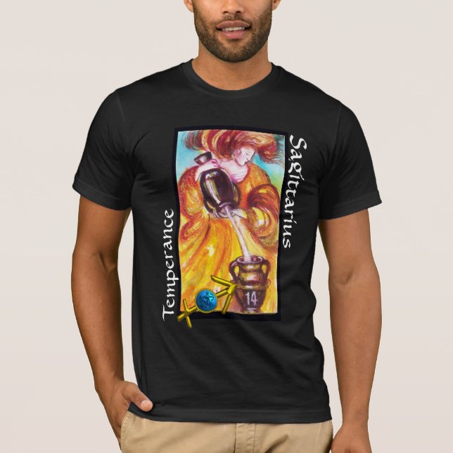 SAGITTARIUS,TEMPERANS TAROT ZODIAC BIRTHDAY-TECKEN T SHIRT (Framsida)