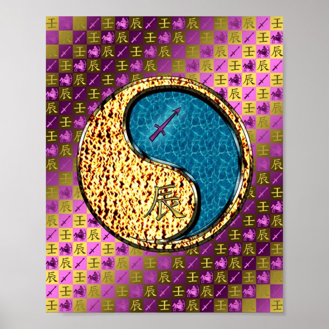 Sagittarius & Vatten Dragon Poster (Framsidan)