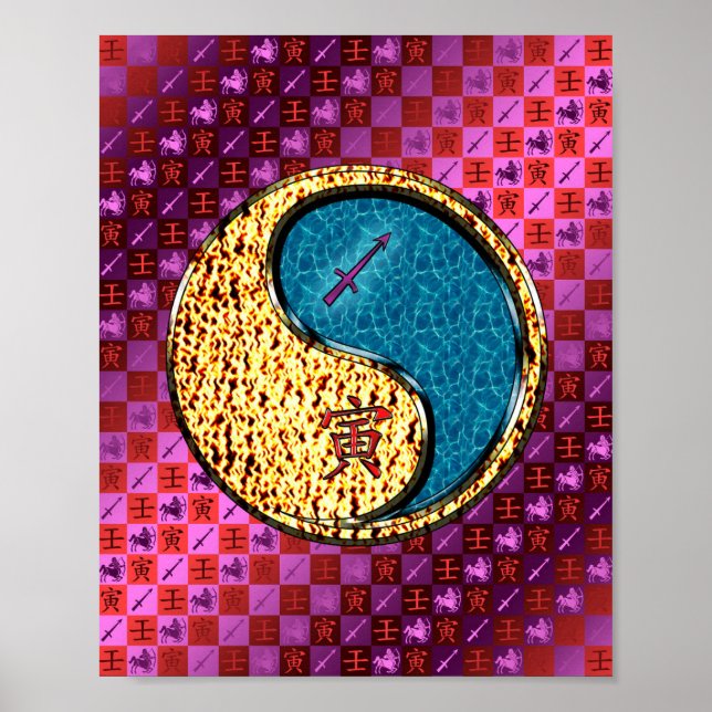 Sagittarius & Vatten Tiger Poster (Framsidan)