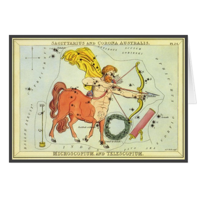 Sagittarius, Vintage Constellation Uranias Spegel Hälsningskort (Framsidan Horizontal)