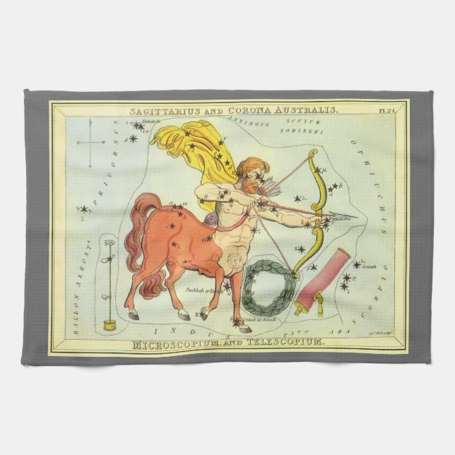 Sagittarius, Vintage Constellation Uranias Spegel Kökshandduk (Horisontell)