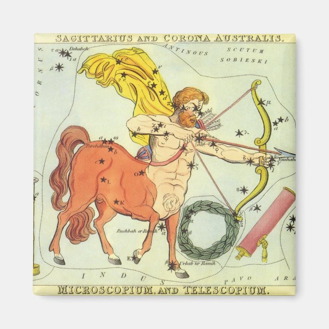Sagittarius, Vintage Constellation Uranias Spegel Magnet (Framsidan)