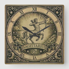 Sagittarius Vintage Zodiac Wall Clock Fyrkantig Klocka