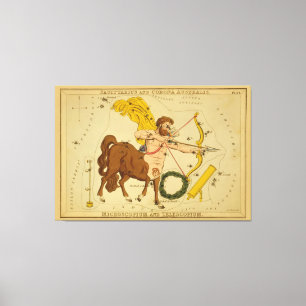 Sagittarius - Vintagens tecken på Zodiac-bilden Canvastryck