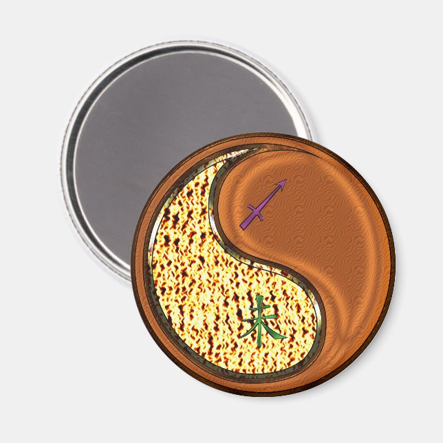 Sagittarius & Wood Goat Magnet (Front/Back)