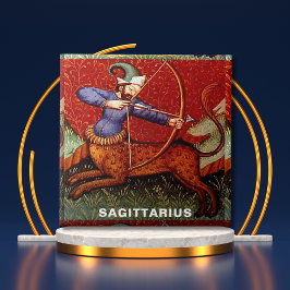 Sagittarius Zodiac 1500-talets medeltida konst Kakelplatta