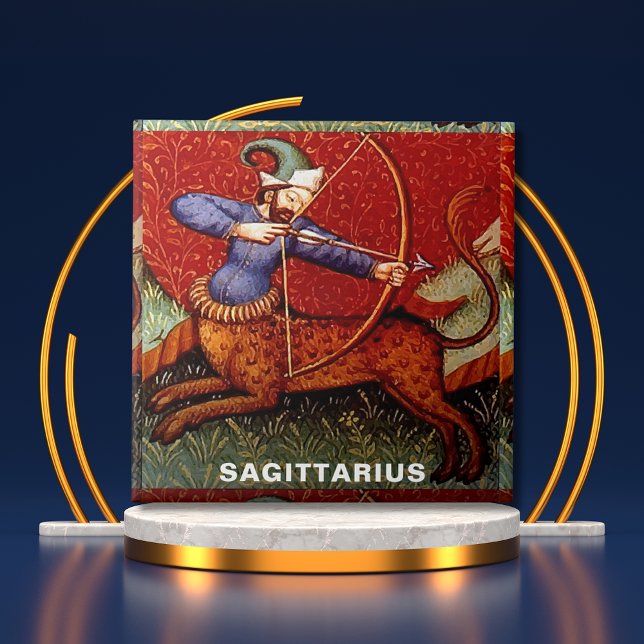 Sagittarius Zodiac 1500-talets medeltida konst Kakelplatta (Sagittarius Zodiac 15th Century Medieval Art Ceramic Tile Cover)