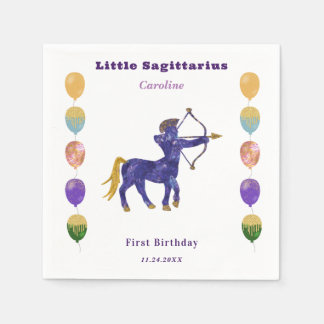 Sagittarius Zodiac 1st Birthday Balloons Artistic Pappersservett