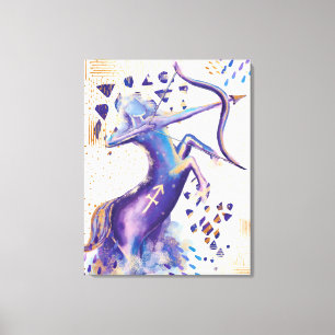 Sagittarius Zodiac Abstrakt Watercolor Wall Art Canvastryck