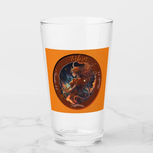 Sagittarius Zodiac Anpassade Dagen öl Glaskopp (Framsida)