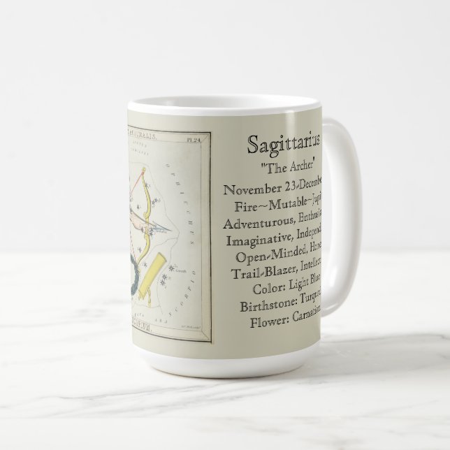 Sagittarius Zodiac Antique Astronomical Chart Kaffemugg (Framsida höger)