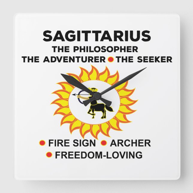Sagittarius Zodiac Archer Birthday Fyrkantig Klocka (Framsida)