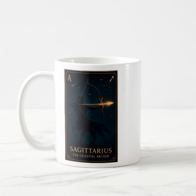 Sagittarius Zodiac Art – Celestial Archer Kaffemugg (Vänster)