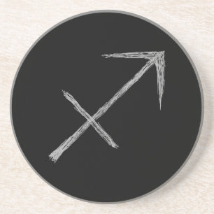 Sagittarius. Zodiac Astrologitecken.Svart. Underlägg Sandsten