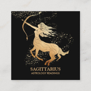 *~* SAGITTARIUS Zodiac Astrology Läsning på svar Fyrkantigt Visitkort