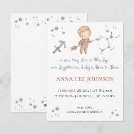 Sagittarius Zodiac Birth Announcement Julkort