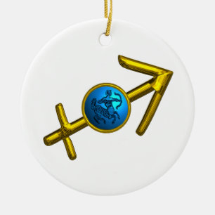 SAGITTARIUS ZODIAC BIRTHDAY JEWEL Blue Turcos Julgransprydnad Keramik