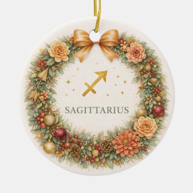 Sagittarius Zodiac Christmas Ornament – Woodland W (Framsidan)
