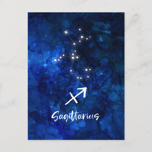 Sagittarius Zodiac Constellation Galaxy Celestial Vykort (Framsida)