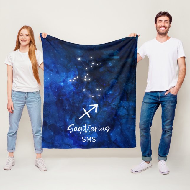 Sagittarius Zodiac Constellation Galaxy Monogram Fleecefilt (På plats)