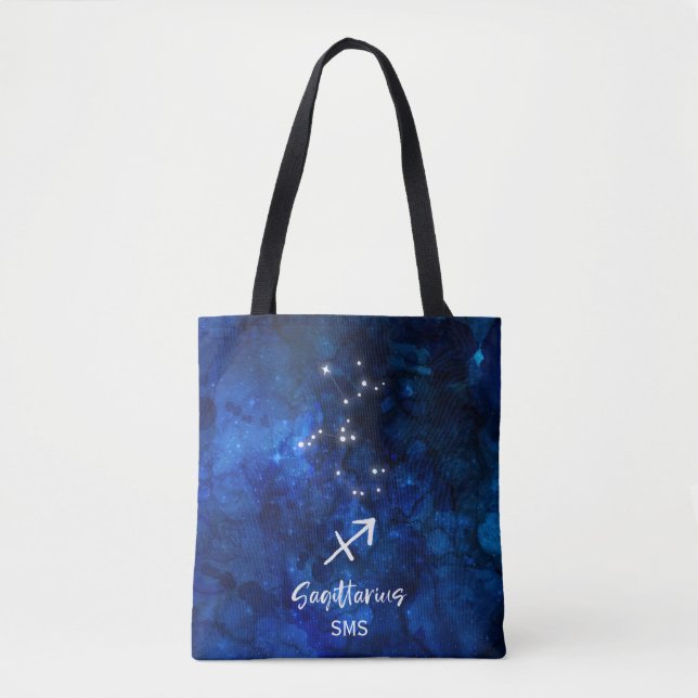 Sagittarius Zodiac Constellation Galaxy Monogram Tygkasse (Framsida)
