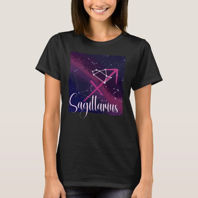 Sagittarius Zodiac Constellation T Shirt (Framsida)