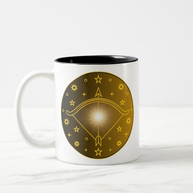 Sagittarius Zodiac Emblem Minimal Celestial Symbol Två-Tonad Mugg (Vänster)