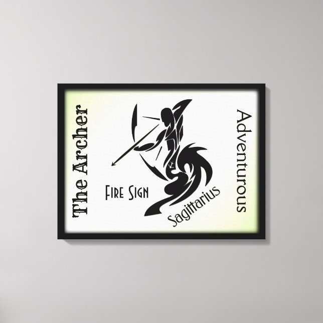 Sagittarius Zodiac Framed Grönt Canvastryck (Framsida)