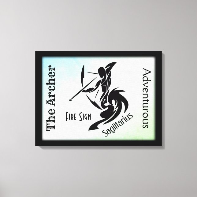 Sagittarius Zodiac Framed Grönt Canvastryck (Framsida)