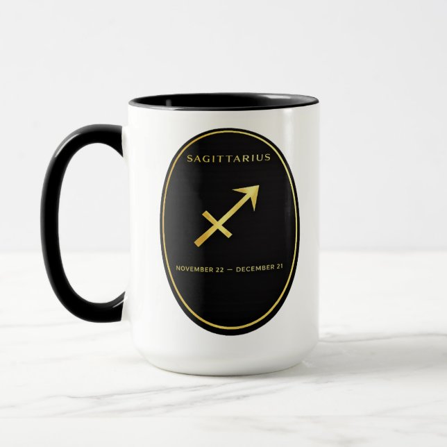 Sagittarius Zodiac Gold Oval Emblem Mug | Luxury A Mugg (Vänster)