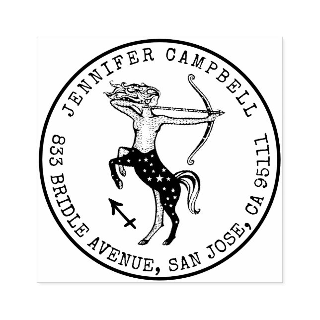 Sagittarius Zodiac Hand-dragen | RETURADRESS Stämpel (Tryck)