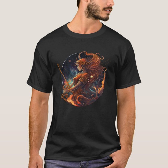 Sagittarius Zodiac Horoscope Sagittarius Astrologi T Shirt (Framsida)