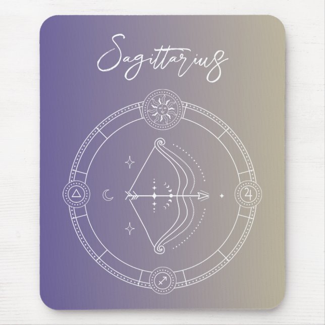 Sagittarius zodiac horoscope stjärntecken gradient musmatta (Framsidan)