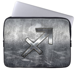 Sagittarius Zodiac i Grunge Distress Steel-utseend Laptop Sleeve