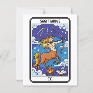 Sagittarius Zodiac Illustration Tarot Stil Vykort