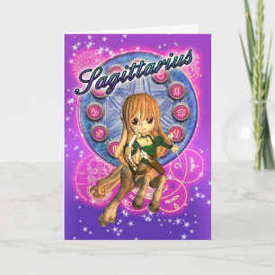 Sagittarius Zodiac-kort med kute, female Centaur Kort
