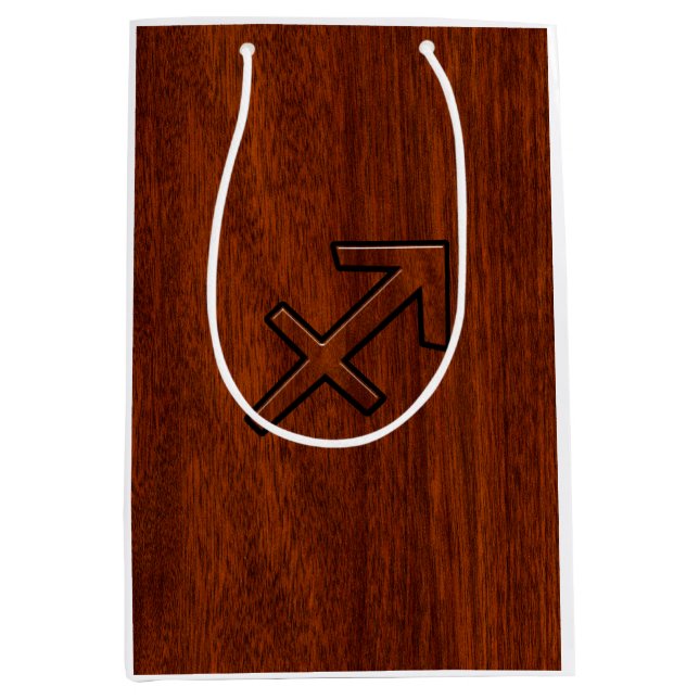 Sagittarius Zodiac Logga in Mahogany Brown Stil (Framsidan)