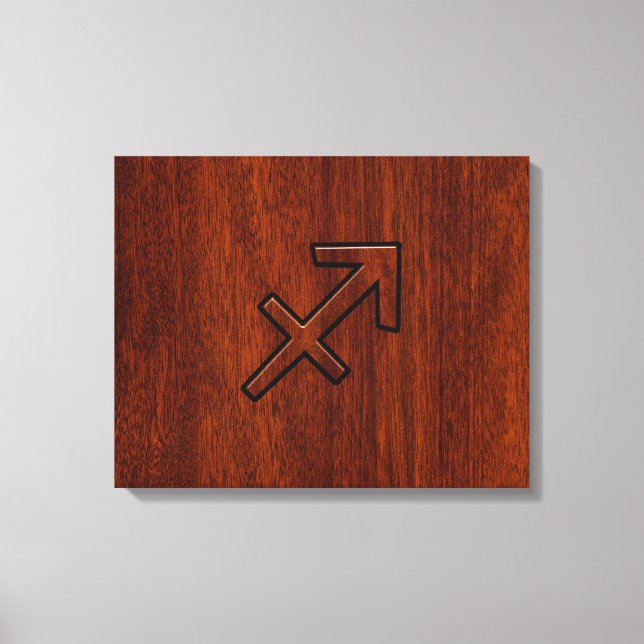 Sagittarius Zodiac Logga in Mahogany Stil Canvastryck (Framsida)
