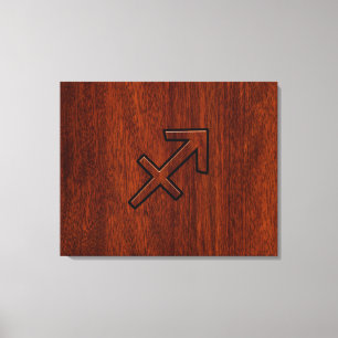 Sagittarius Zodiac Logga in Mahogany Stil Canvastryck