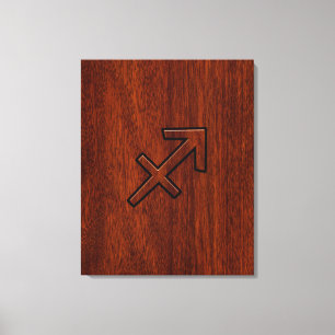 Sagittarius Zodiac Logga in Mahogany Stil Canvastryck
