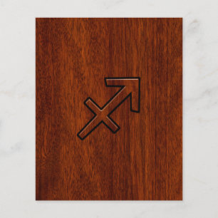 Sagittarius Zodiac Logga in Mahogany Stil Flygblad