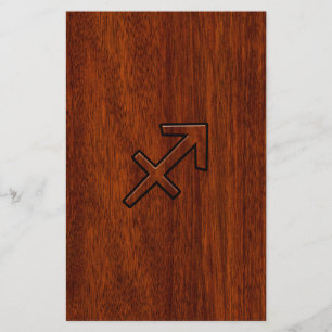 Sagittarius Zodiac Logga in Mahogany Stil Flygblad