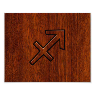 Sagittarius Zodiac Logga in Mahogany Stil Fototryck