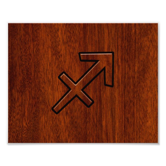 Sagittarius Zodiac Logga in Mahogany Stil Fototryck (Framsidan)