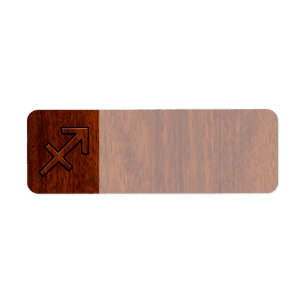 Sagittarius Zodiac Logga in Mahogany Stil Returadress Etikett